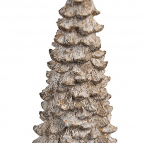 26PR4288 Statuetta decorativa Albero di Natale Ø 13x30 cm Bianco Beige Plastica