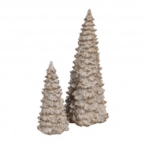 26PR4288 Decoratie Beeld Kerstboom Ø 13x30 cm Wit Beige Kunststof