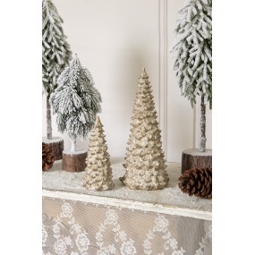 26PR4288 Decoratie Beeld Kerstboom Ø 13x30 cm Wit Beige Kunststof