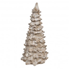 26PR4289 Decoratie Beeld Kerstboom 9x9x18 cm Beige Wit Kunststof