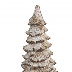 26PR4289 Decoratie Beeld Kerstboom 9x9x18 cm Beige Wit Kunststof