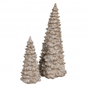 26PR4289 Decoratie Beeld Kerstboom 9x9x18 cm Beige Wit Kunststof