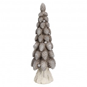 26PR4297 Dekorationsfigur Weihnachtsbaum Ø 8x24 cm Braun Weiß Kunststoff