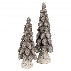 26PR4297 Dekorationsfigur Weihnachtsbaum Ø 8x24 cm Braun Weiß Kunststoff