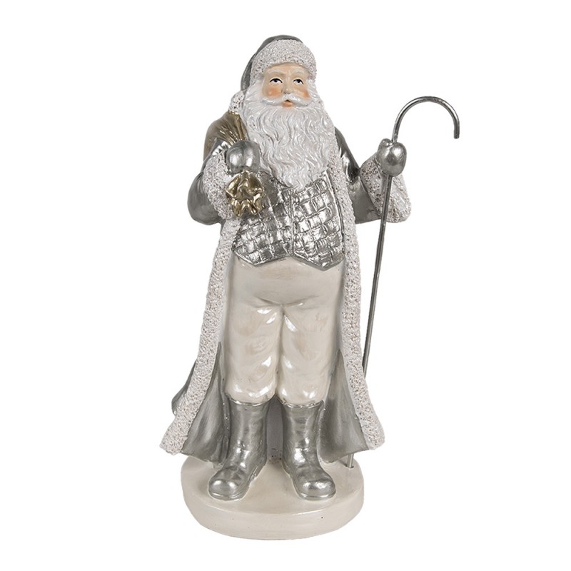 6PR4301 Christmas Decoration Figurine Santa Claus 20 cm Silver colored Plastic