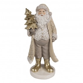 26PR4302 Christmas Decoration Figurine Santa Claus 21 cm Beige Plastic