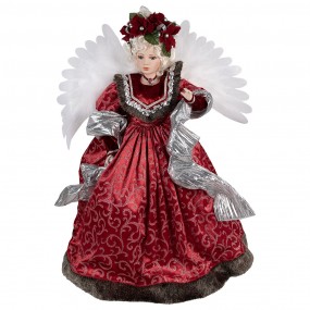 250775 Christmas Decoration with LED Lighting and Music Angel 86 cm Red Plastic