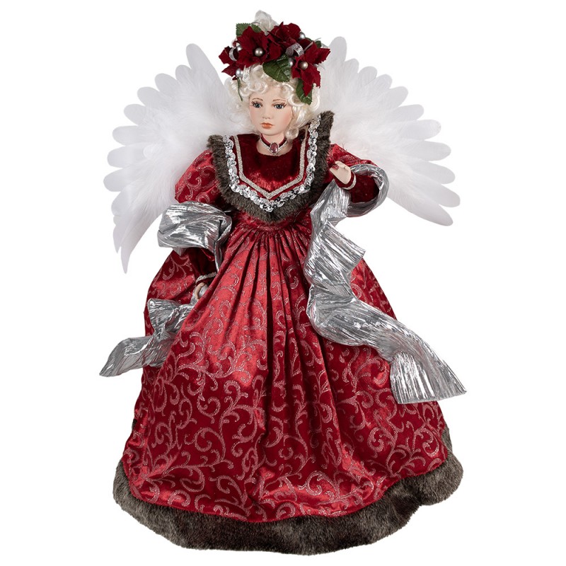 50775 Christmas Decoration with LED Lighting and Music Angel 86 cm Red Plastic