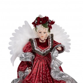 250775 Christmas Decoration with LED Lighting and Music Angel 86 cm Red Plastic