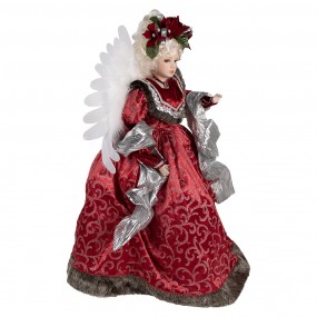 250775 Christmas Decoration with LED Lighting and Music Angel 86 cm Red Plastic