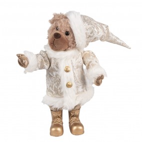 265616 Statuetta decorativa di Natale Orso 36 cm Beige Plastica