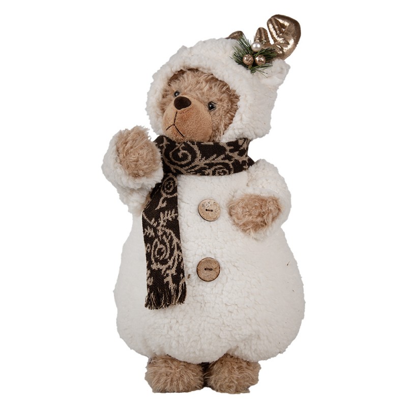 65619 Figure de Noël Ours 40 cm Blanc Plastique