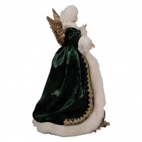 265624 Christmas Decoration Figurine Angel 28 cm Beige Green Textile on Plastic