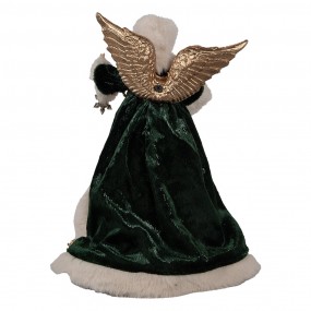 265624 Christmas Decoration Figurine Angel 28 cm Beige Green Textile on Plastic