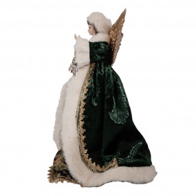 265624 Christmas Decoration Figurine Angel 28 cm Beige Green Textile on Plastic