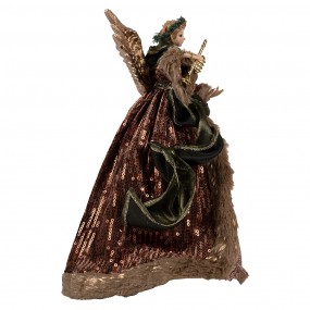 265626 Christmas Decoration Angel 16x10x28 cm Brown Textile on Plastic Christmas Tree Decorations