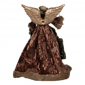 265626 Christmas Decoration Angel 16x10x28 cm Brown Textile on Plastic Christmas Tree Decorations