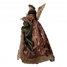 265626 Christmas Decoration Angel 16x10x28 cm Brown Textile on Plastic Christmas Tree Decorations