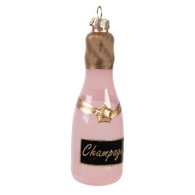 26GL4343GG Weihnachtsanhänger Flasche Ø 4x12 cm Rosa Glas