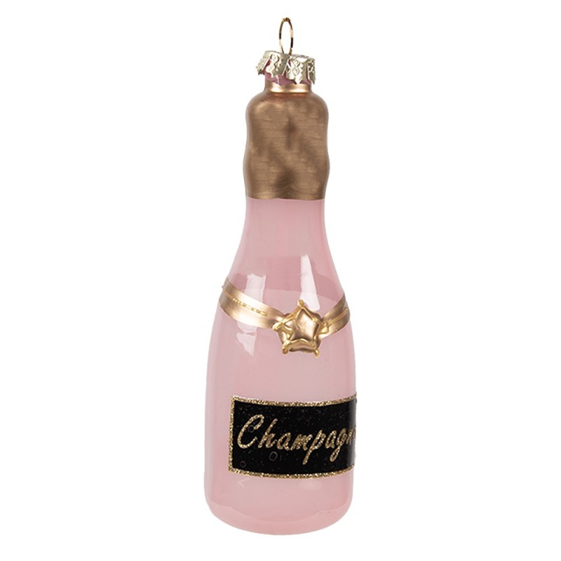 6GL4343GG Weihnachtsanhänger Flasche Ø 4x12 cm Rosa Glas