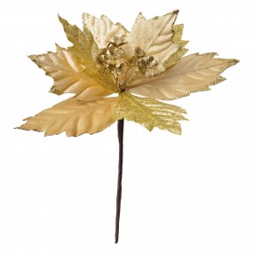 265820 Artificial Plant Poinsettia Ø 21x25 cm Gold colored Plastic Christmas Decoration