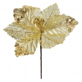 265823 Artificial Plant Poinsettia Ø 23x`25 cm Gold colored Plastic Christmas Decoration