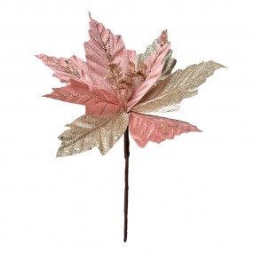 265824 Plante artificielle Poinsettia Ø 24x27 cm Rose Plastique Décoration de Noël