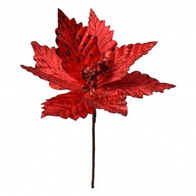 265826 Artificial Plant Poinsettia Ø 23x27 cm Red Plastic Christmas Decoration