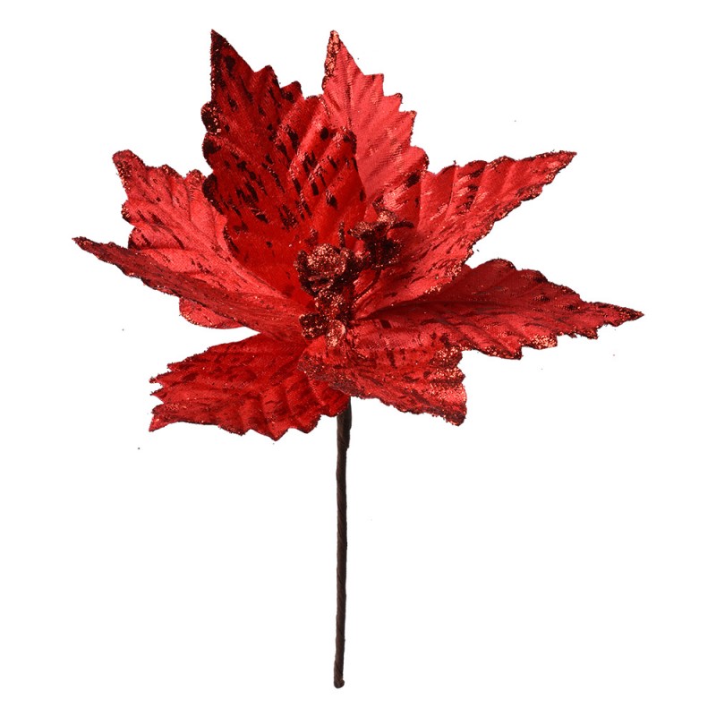 65826 Artificial Plant Poinsettia Ø 23x27 cm Red Plastic Christmas Decoration