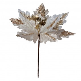 265827 Plante artificielle Poinsettia Ø 25x34 cm Blanc Plastique Décoration de Noël