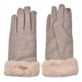 2JZGL0090BE Gants en fausse fourrure 9x23 cm Beige Polyester