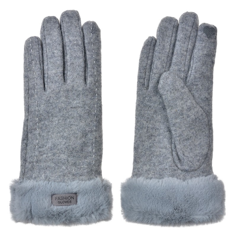 JZGL0090G Gloves with fur 9x23 cm Grey Polyester