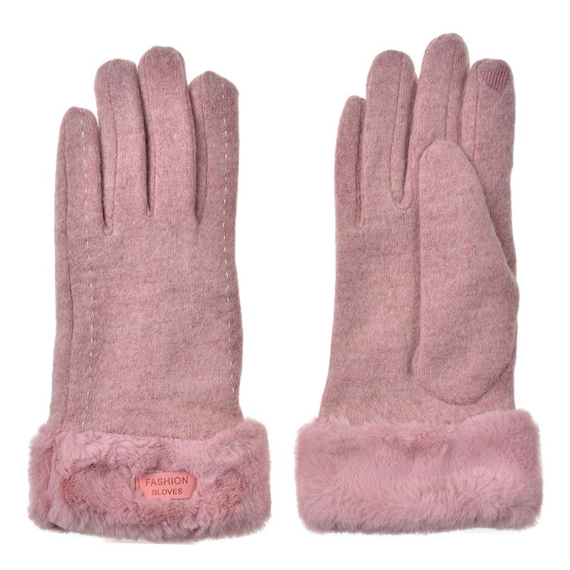 JZGL0090P Gants en fausse fourrure 9x23 cm Rose Polyester