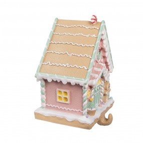 26PR4264 Haak Kerstsok Gingerbread house 13x10x18 cm Roze Kunststof