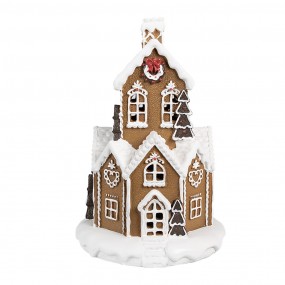 26PR4310 Gingerbread house met LED 20x20x32 cm Bruin Kunststof