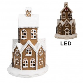 26PR4310 Gingerbread house met LED 20x20x32 cm Bruin Kunststof