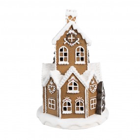 26PR4310 Gingerbread house met LED 20x20x32 cm Bruin Kunststof