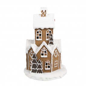 26PR4310 Gingerbread house met LED 20x20x32 cm Bruin Kunststof