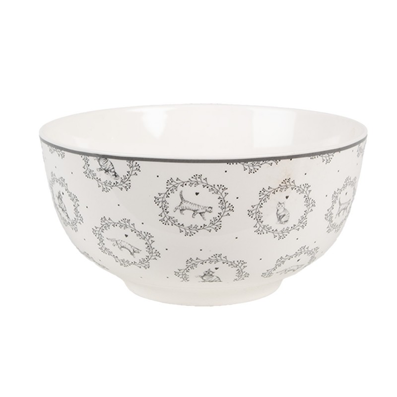 LGCBO Soup Bowl 500 ml White Grey Porcelain Cats Serving Bowl