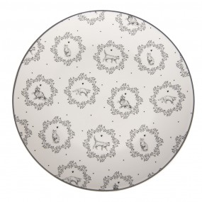 2LGCDP Assiette de petit déjeuner Ø 20 cm Blanc Gris Porcelaine Chats