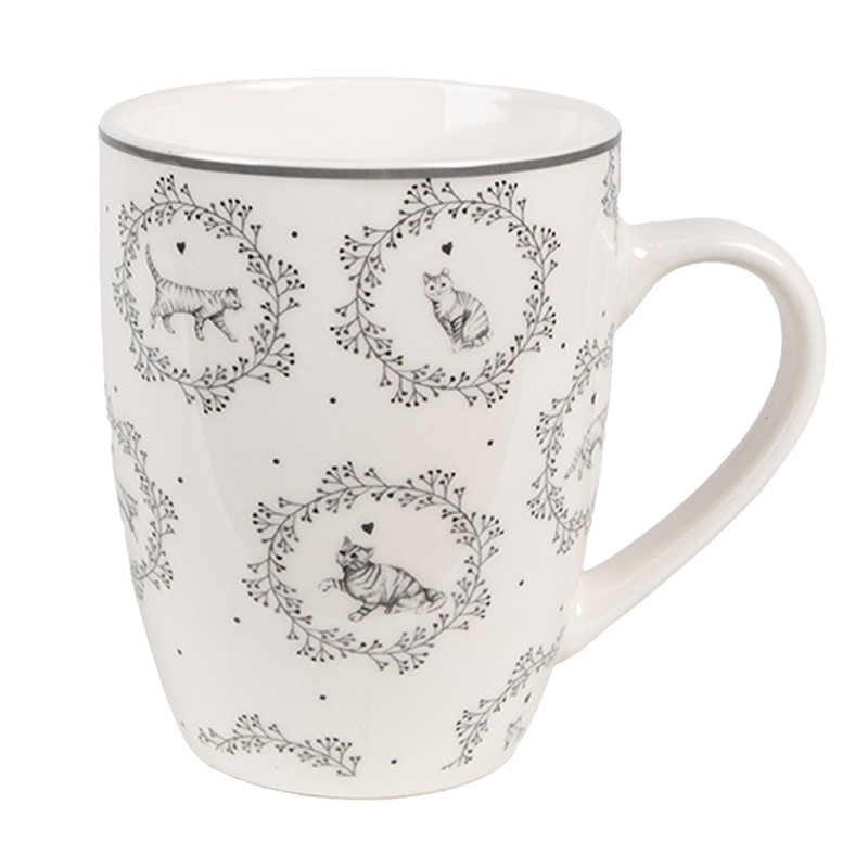 LGCMU Mug 325 ml Blanc Gris Porcelaine Chats