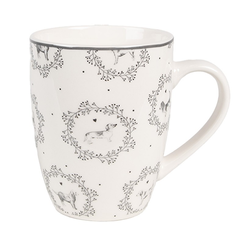 LGDMU Mug 325 ml Blanc Gris Porcelaine Chiens