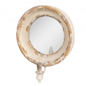 262S304 Mirror 38x14x47 cm Beige Wood Glass Wall Mirror