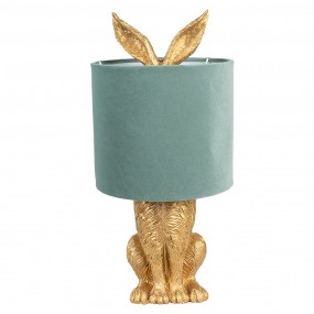 26LMC0099GOVLGR Table Lamp Rabbit Ø 20x43 cm Gold colored Green Plastic Desk Lamp