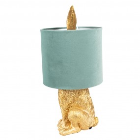 26LMC0099GOVLGR Table Lamp Rabbit Ø 20x43 cm Gold colored Green Plastic Desk Lamp