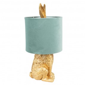 26LMC0099GOVLGR Table Lamp Rabbit Ø 20x43 cm Gold colored Green Plastic Desk Lamp