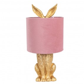 26LMC0099GOVP Table Lamp Rabbit Ø 20x43 cm Gold colored Pink Plastic Desk Lamp