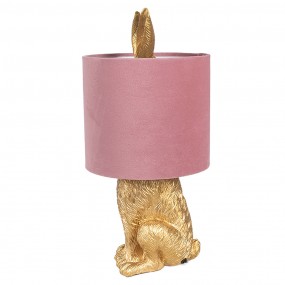 26LMC0099GOVP Table Lamp Rabbit Ø 20x43 cm Gold colored Pink Plastic Desk Lamp