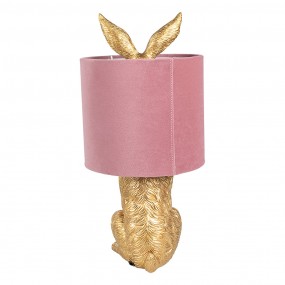 26LMC0099GOVP Table Lamp Rabbit Ø 20x43 cm Gold colored Pink Plastic Desk Lamp