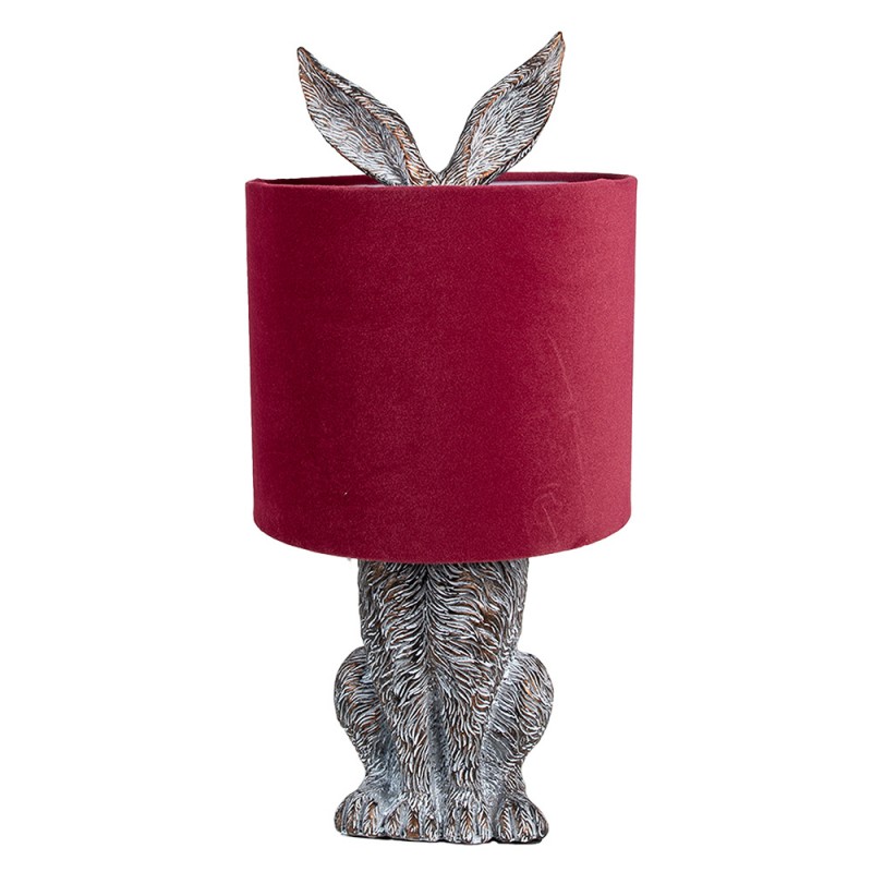 6LMC0099VBU Lampe de table Lapin Ø 20x43 cm Marron Rouge Plastique Lampe de bureau